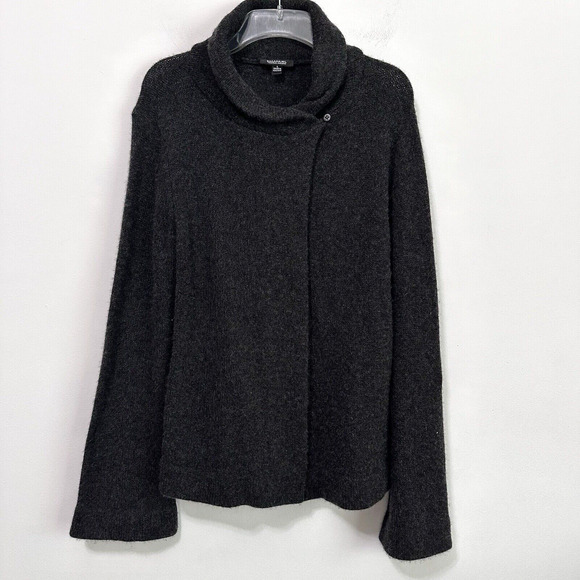 Emanuel Ungaro Cardigan Cape L One Button Dark Gray SOFT knit Long Sleeve Open - Picture 1 of 11